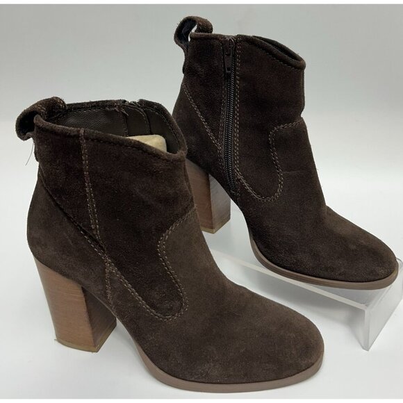 Steve Madden Women Brown Suede Leather Ankle Boot Bootie Size 6 Side Zip Riddock - Picture 2 of 8